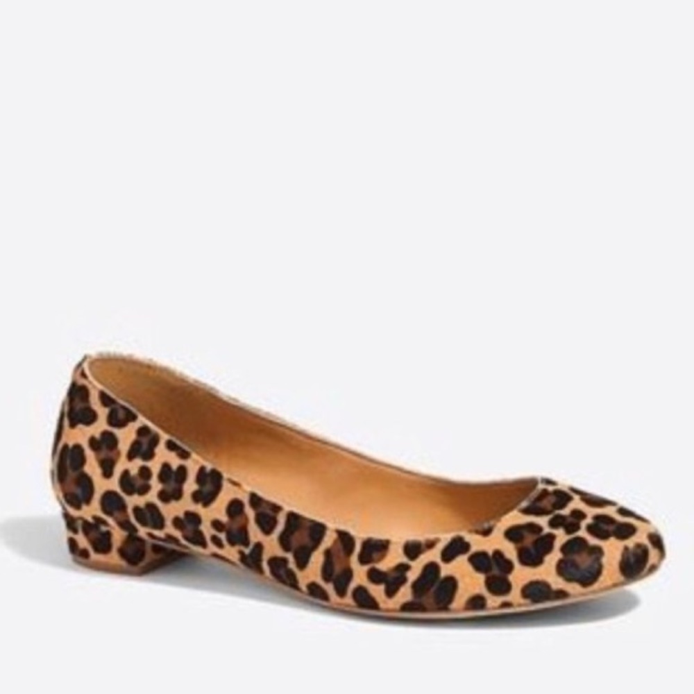 J. Crew Lily Calf Hair Leopard Print Low Heeled Shoes